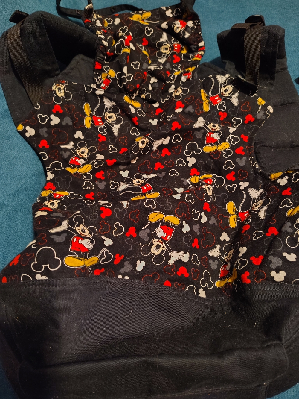 Black Mickey Mouse Print Kids Bib/Carrier - Classic Cartoon Design